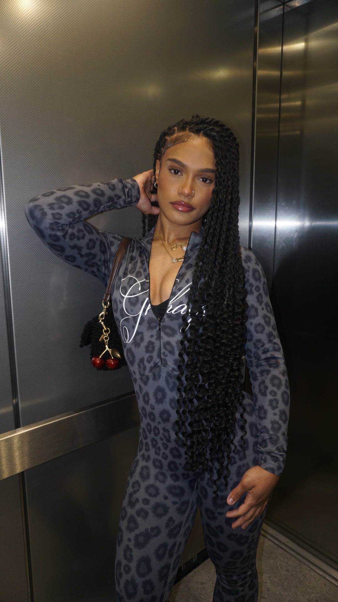 GHAYA GRAY CHEETAH PRINT BODY SUIT